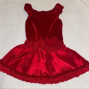 Red suede holiday dress